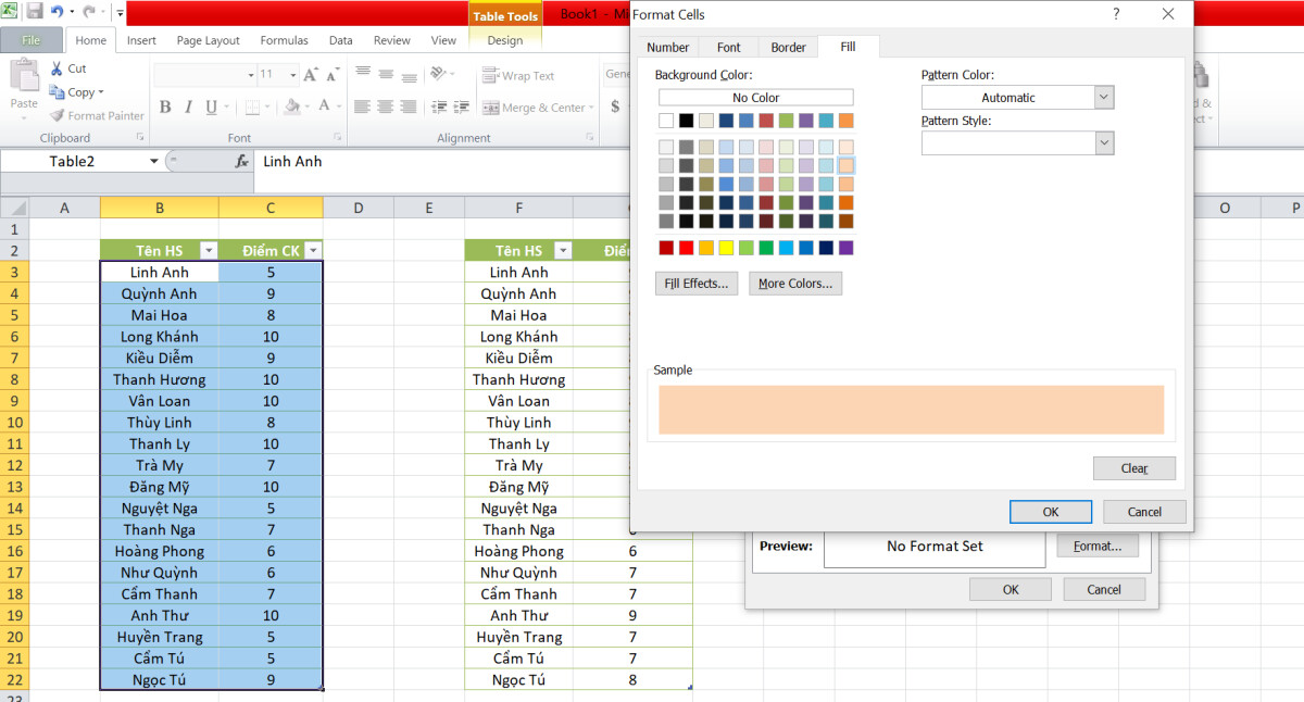 Hướng dẫn sử dụng hàm VLOOKUP vào định dạng có điều kiện trong Excel